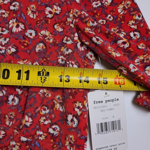 NWT Free People Red Floral Long Sleeve Midi Dress Size M - Picture 11 of 11